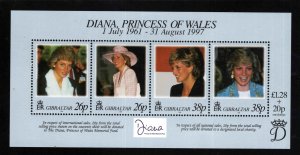 Gibraltar Scott 754 Princes Dianna MNH** Souvenir sheet