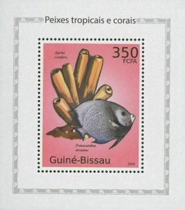 Tropical Fish Stamp And Corals Grey Angelfish Mini Sov. Sheet MNH