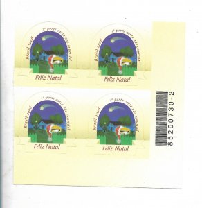 BRASIL BRAZIL 2006 CHRISTMAS XMAS NATAL SELF ADHESIVE STAMPS BLOCK MAILBOX