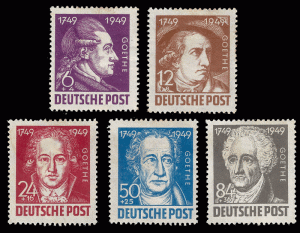 Germany, Soviet Zone 1949 Goethe set, MH, Sc 10NB6-10