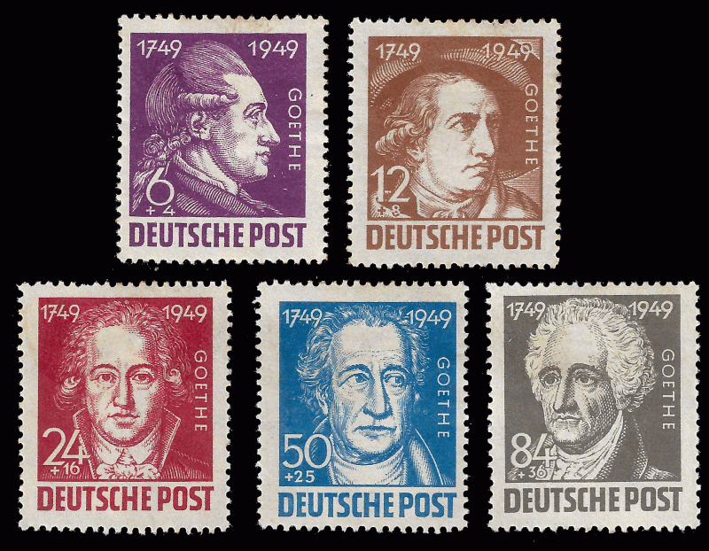 Germany, Soviet Zone 1949 Goethe set, MH, Sc 10NB6-10