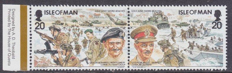 Isle Of Man sc#603a 1994 20p D-Day pair MNH