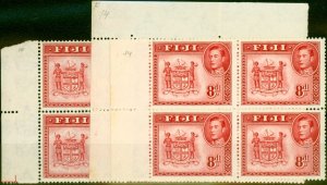 Fiji 1948 8d Carmine SG261c P.14 Fine MNH Block of 4