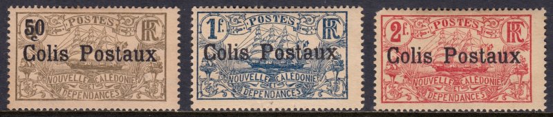 New Caledonia - Scott #Q1-Q3 - MH - Scuff on Q2, heavily toned - SCV $5.15