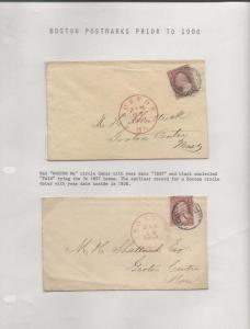 Boston Mass, Four Envs, PAID, ca 1858//60, Massachusetts