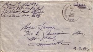 United States Fleet Post Office Soldier's Free Mail 1946 U.S. Navy Navy 939 O...