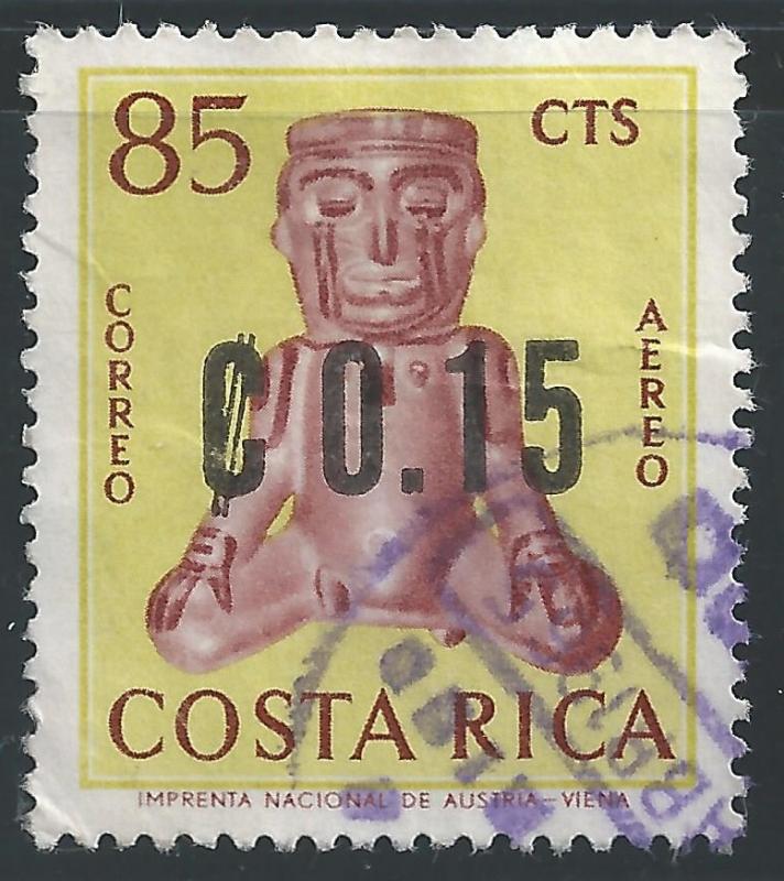 Costa Rica #C397 15c on 85c Ancient Art - Seated Man