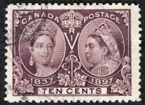 Canada Sc 57 Brown Violet 10¢ Jubilee Circular Date Cancel