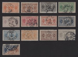 Sweden 1881-1896 Lot of Perf 13 Officials, 13 Values Good-Fine Used SCV $106.50