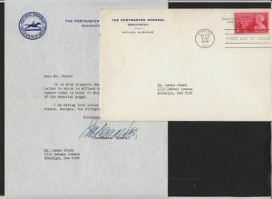 1948 Moina Michael Sc 977 signed Postmaster General Donaldson letter