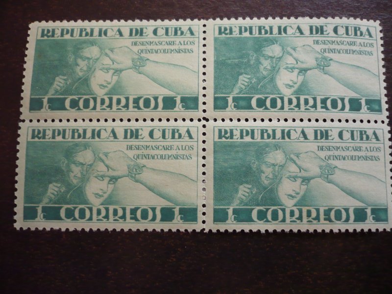 Stamps - Cuba - Scott# 375-379 - Mint Hinged Set of 5 Stamps in Blocks of 4