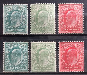 GB 1902-13 KEVII 1/2d-1d shades Mint GB4623