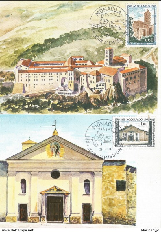 J) 1968 MONACO, ANCIENT CHURCH OF SAINT NICOLAS, MONASTERY OF SUBIACO, SET OF 2