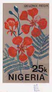 Nigeria 1987 Flowers - original hand-painted artwork for ...