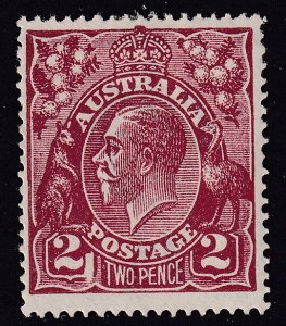 Australia Sc# 29 2 pence 1924 KGV MLH perf 14 Wmk 9 CV $20.00 Stk #2