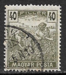 HUNGARY 1919-20 40f MAGYAR POSTA Inscribed Harvester Issue Sc 184 VFU