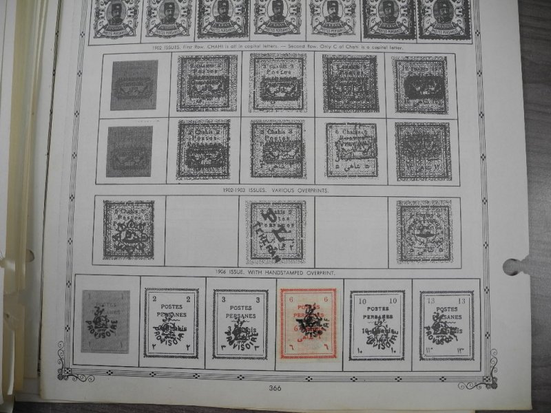 PERSIA, old time assortment of Stamps hinged on remainder/overlapping pages