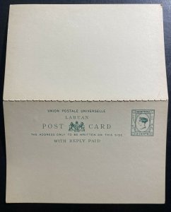 Mint Labuan Postal Stationery Reply Postcard Three Cents Green