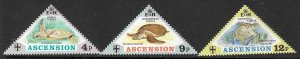 ASCENSION SG171/3 1973 TURTLES MNH