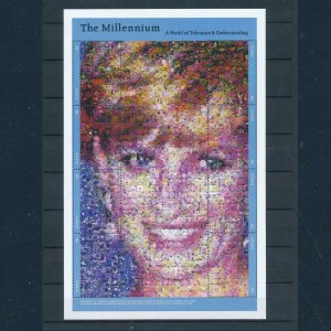 [106706] Guyana 2000 Royalty Princess Diana mosaic millennium flora Sheet MNH