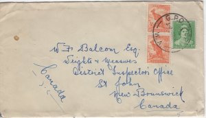 Perth Western Australia to New Brunswick Canada 1940 Cover