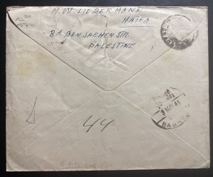 1945 Haifa Palestine Censored Cover To Anglo Oil Company Abaadan 