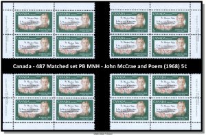 Canada - 487 Matched set PB MNH - John McCrae and Poem (1968) 5¢ - CV 7.00