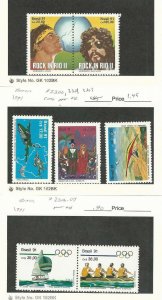 Brazil, Postage Stamp, #2299a, 2300-1, 2305, 2306-7 Mint NH, 1991