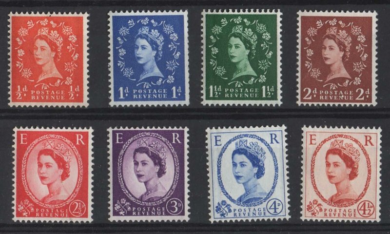 GB 1958 Graphite ½d - 4½d wmk upright set of 8 unmounted mint good perfs