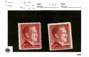 Germany, Postage Stamp, #526 (2 Ea) Mint Hinged, 1942 World War 2, Hitler (AD)