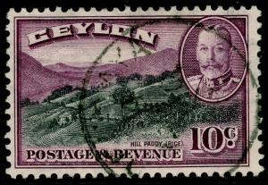 CEYLON SG372, 10c black & purple, FINE used.