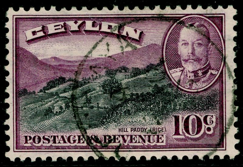 CEYLON SG372, 10c black & purple, FINE used.