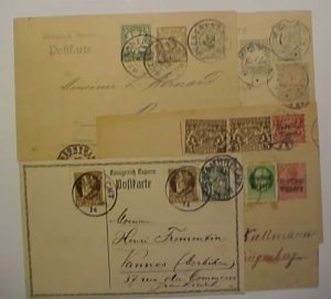 BAVARIA POSTAL CARDS WITH EXTRA STAMP 5 DIFF