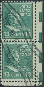 US 818 13 cent Presidential Issue; Used vertical pair -- See details and scan