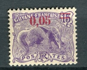 FRENCH GUYANE; 1922 early surcharged Ant Eater issue 0,05 Mint hinged