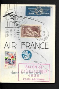 France - Post Card from the 1938 Paris Air Show to Algeria