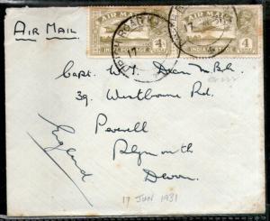 India 1931 KG V Air Mail Stamp on Cover Drigh Road Karachi ( Now in Pakistan ...