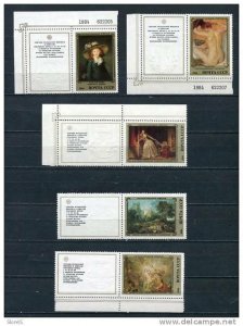 Russia 1983 Sc 5310-4 5315a MI 5452Zf-6Zf  With labels + Block 177 MNH Art Paint