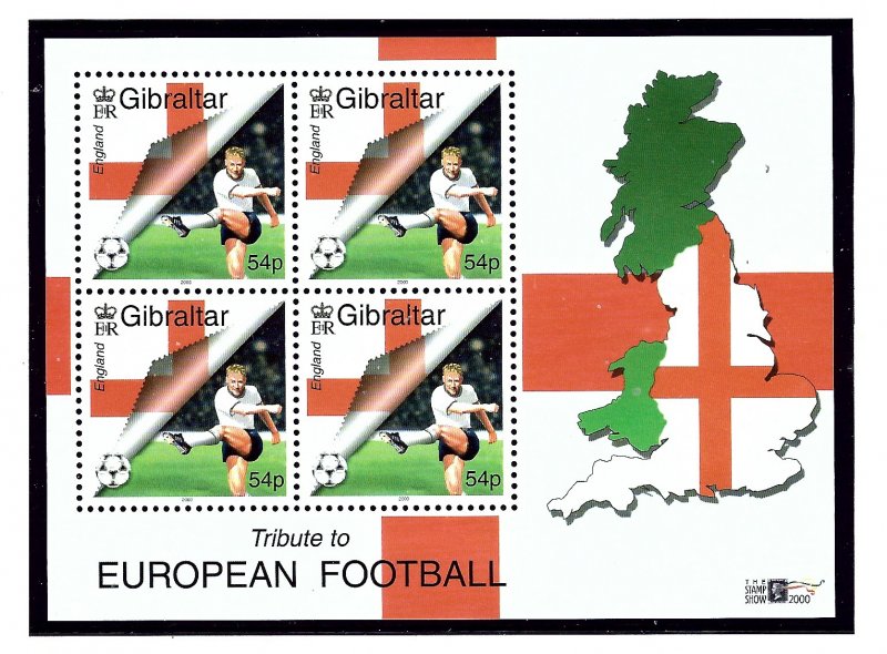 Gibraltar 836a MNH 2000 European Soccer S/S   (KA)