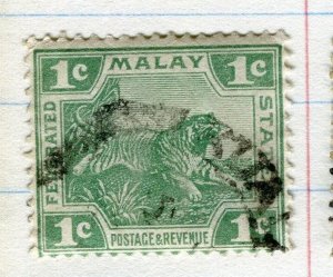 MALAYA STRAITS SETTLEMENTS;  FED STATES 1904 Tiger issue used 1c. value, Shade