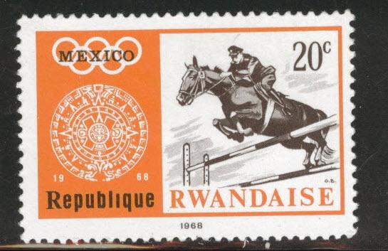 RWANDA Scott 266 MH* Mexico 68 Olympic horse stamp