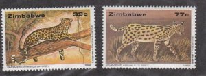 Zimbabwe # 655 & 657, Wild Cats, Mint NH, 1/3 Cat.