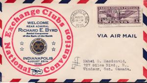 U.S 1930. Byrd Antarctic Expedition Welcome Home Cover Indianapolis Exchange