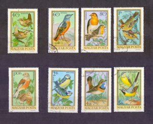 Hungary 1973 cancelled AIR Humgarian birds wrens  thrush  tits  robins  complete