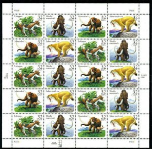 STAMP STATION PERTH-USA #3077-3080 MNH Prehistoric Animal Plate P3333 Position 6