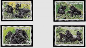 RWANDA Sc 1208-11 NH issue of 1985 - WWF - WILD ANIMALS - GORILLA