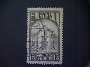 Venezuela, Scott #330, used (o), 1942, Caracas Post Office, 15c, olive green