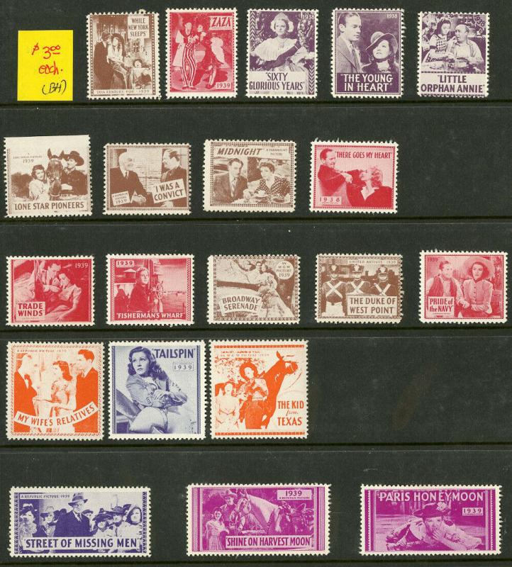 Early Collection of 1930's Movies Labels