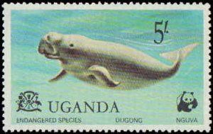 Uganda #176-180, Complete Set(5), 1977, Animals, World Wildlife Fund, Never H...