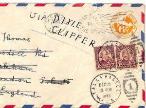 USA WW2 AIRMAIL Stationery *Tallahassee Florida* DIXIE CLIPPER Cover 1940 RR120